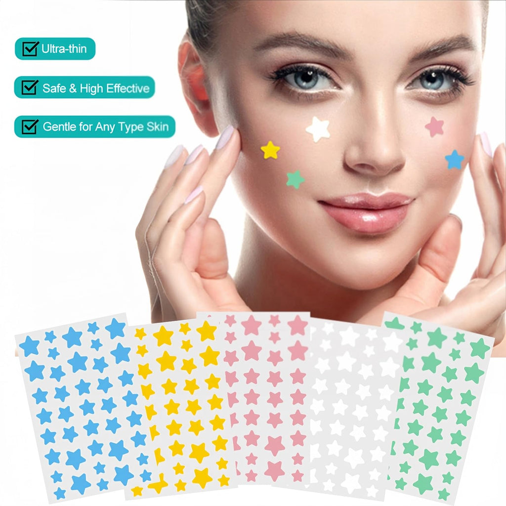 Star Pimple Patches for Face Acne Patches - Star Shape, Acne Patches 5 Colors 3 Sizes 480 Count, Mighty Pimple Patches Cute Pimple Stickers for Blemish Protection Tools Kit